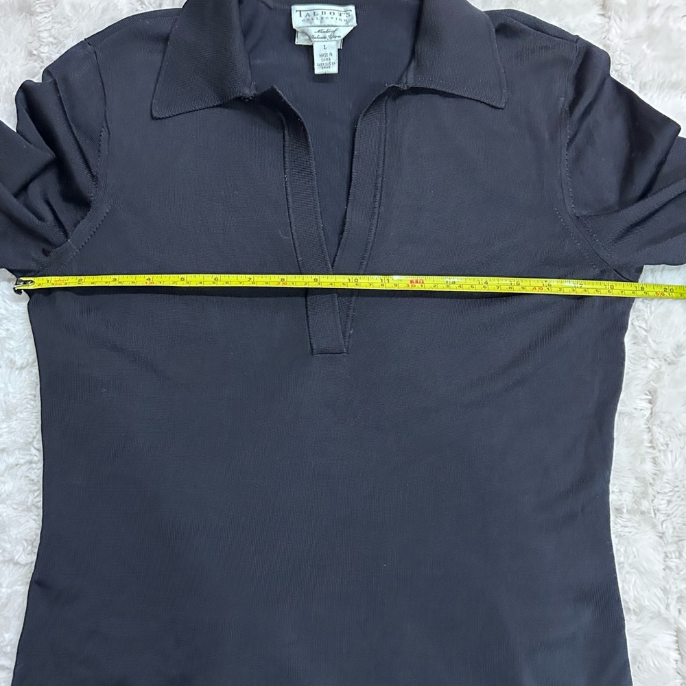 Talbots Collection Women’s Navy Italian Yarn Knit Long Sleeve Top‎ Size L - Picture 6 of 7